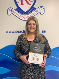 Seacliff Recreation Centre - Megan Simpson - premier's certificate